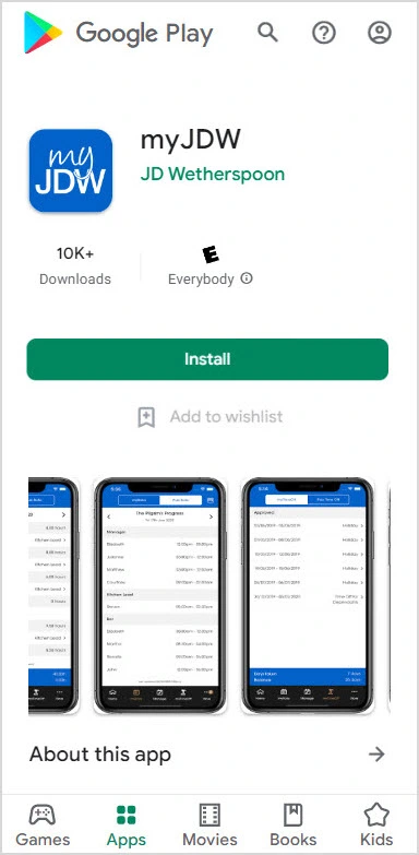 Install myJDW app on Android